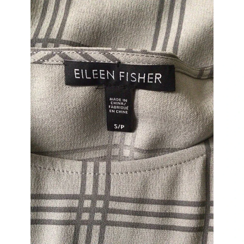 EILEEN FISHER (Size S) 100% Silk Sleeveless Shift Dress, Gray